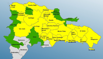 COE amplía alertas por lluvias: 20 provincias y el Distrito Nacional en amarilla y 7 en verde