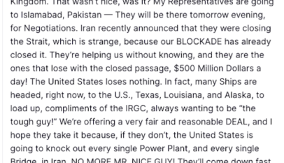 Trump dice que su delegación viajará el lunes a Pakistán para nuevas negociaciones con Irán