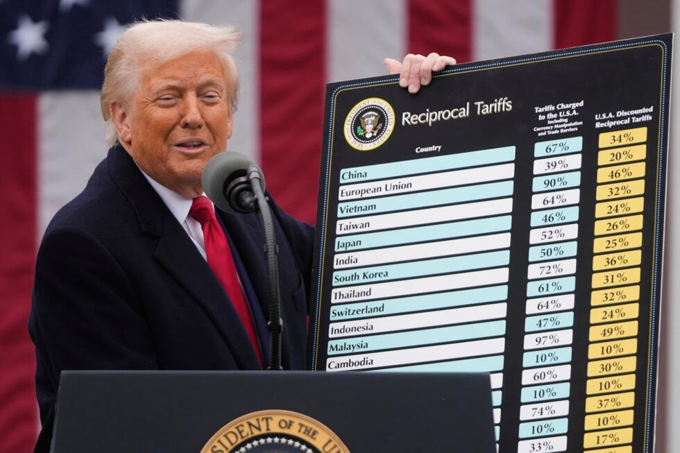 El presidente Donald Trump habla durante un acto para anunciar nuevos aranceles en el Jardín de las Rosas de la Casa Blanca, el 2 de abril de 2025, en Washington.