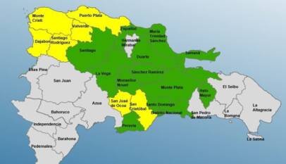 COE mantiene 20 provincias y el Distrito Nacional bajo alerta por aguaceros