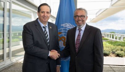 Víctor Atallah aborda agenda con Tedros Ghebreyesus previo a asumir presidencia de la Asamblea Mundial de la Salud