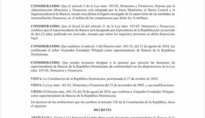 Presidente Abinader designa a Víctor Livio Emmanuel Cedeño Brea como superintendente de Bancos Presidente Abinader designa a Víctor Livio Emmanuel Cedeño Brea como superintendente de Bancos